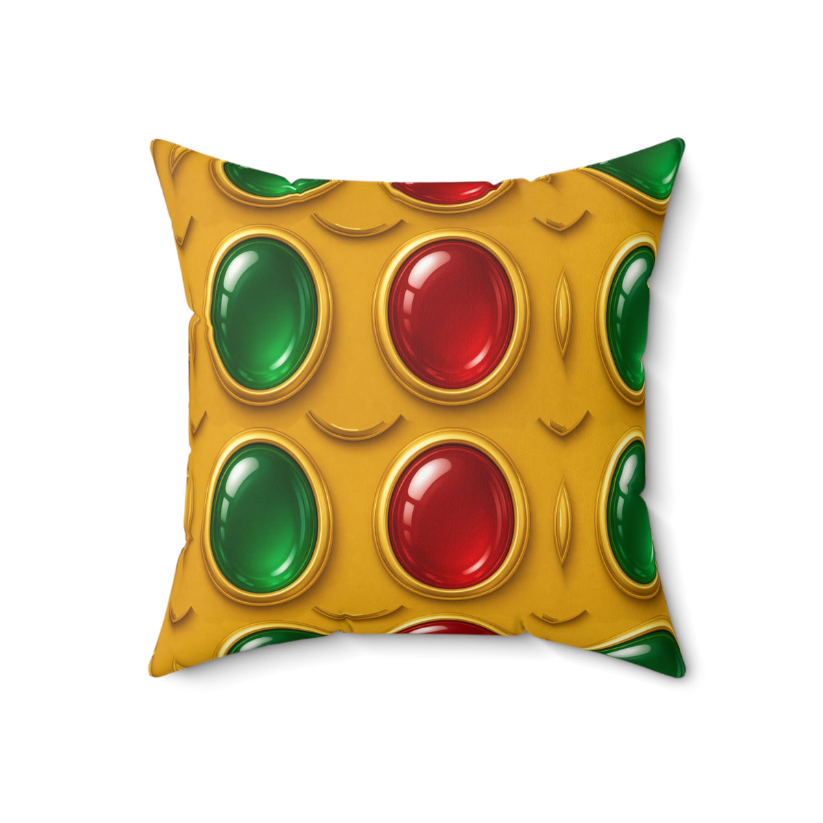 Grand Gold Cabochon Frames II Faux Suede Cushion – Cabochon Geometric Pattern