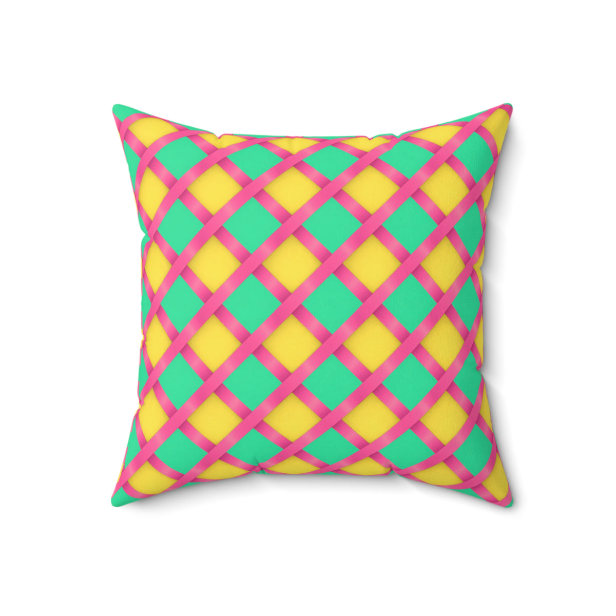 Broad Gold Diamond Trellis Faux Suede Cushion – Candy Christmas