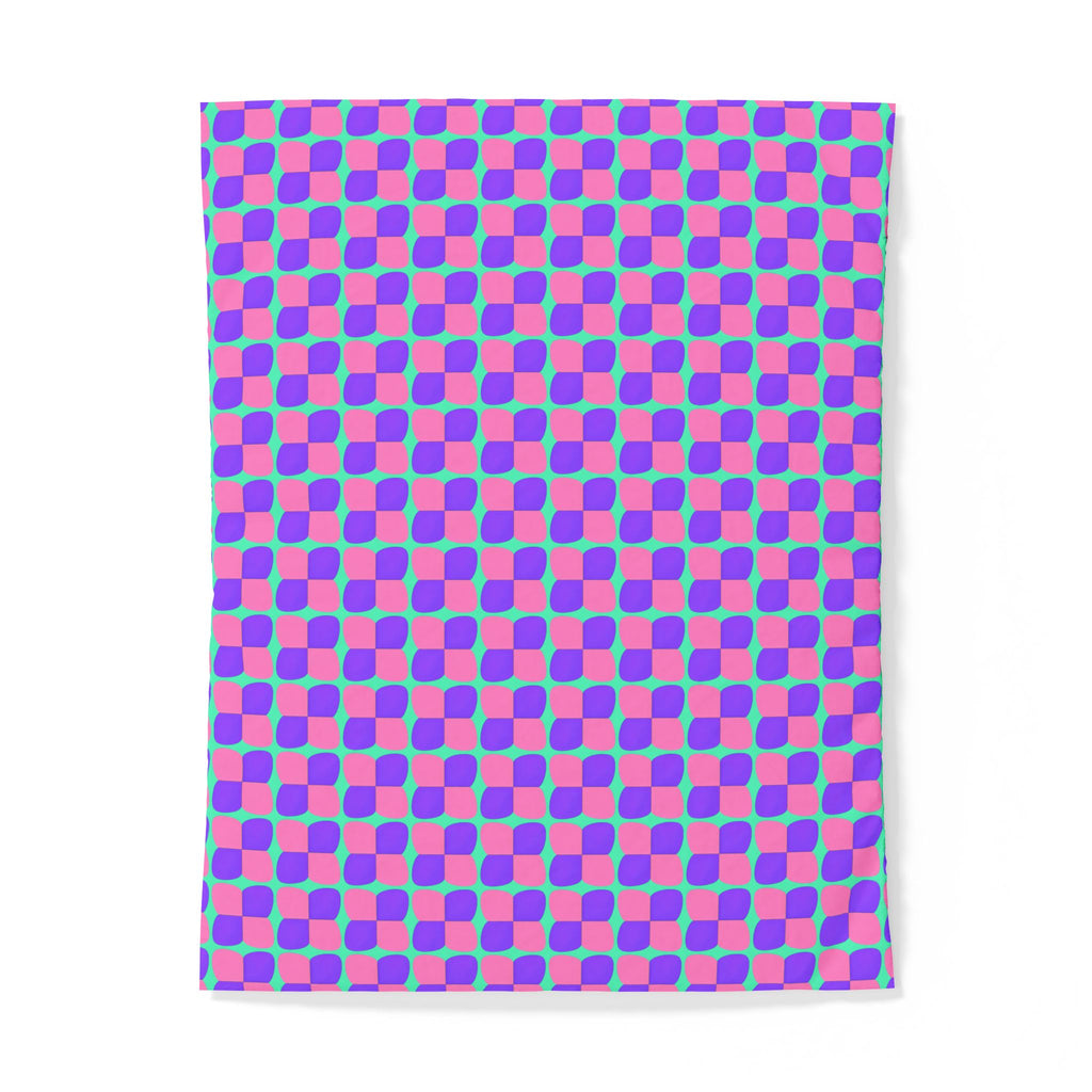 Bold Bulge Checker Cotton Duvet Cover – Candy Pastel on Grape
