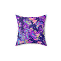 Opal Lava Marble Faux Suede Cushion – Holographic-Look Fluid Art Pattern