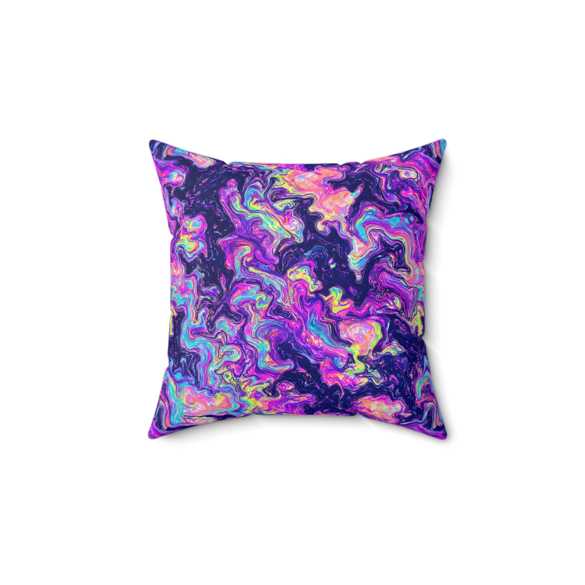 Opal Lava Marble Faux Suede Cushion – Holographic-Look Fluid Art Pattern
