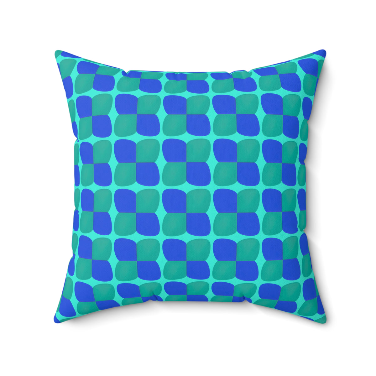 Bold Bulge Checker Faux Suede Cushion – Ocean Jewel