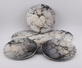 AI24020C Grey, White & Gold Marble Effect Round Ceramic Coasters-  Set of 6, colourful, gift for all occasions, six unique designs.
