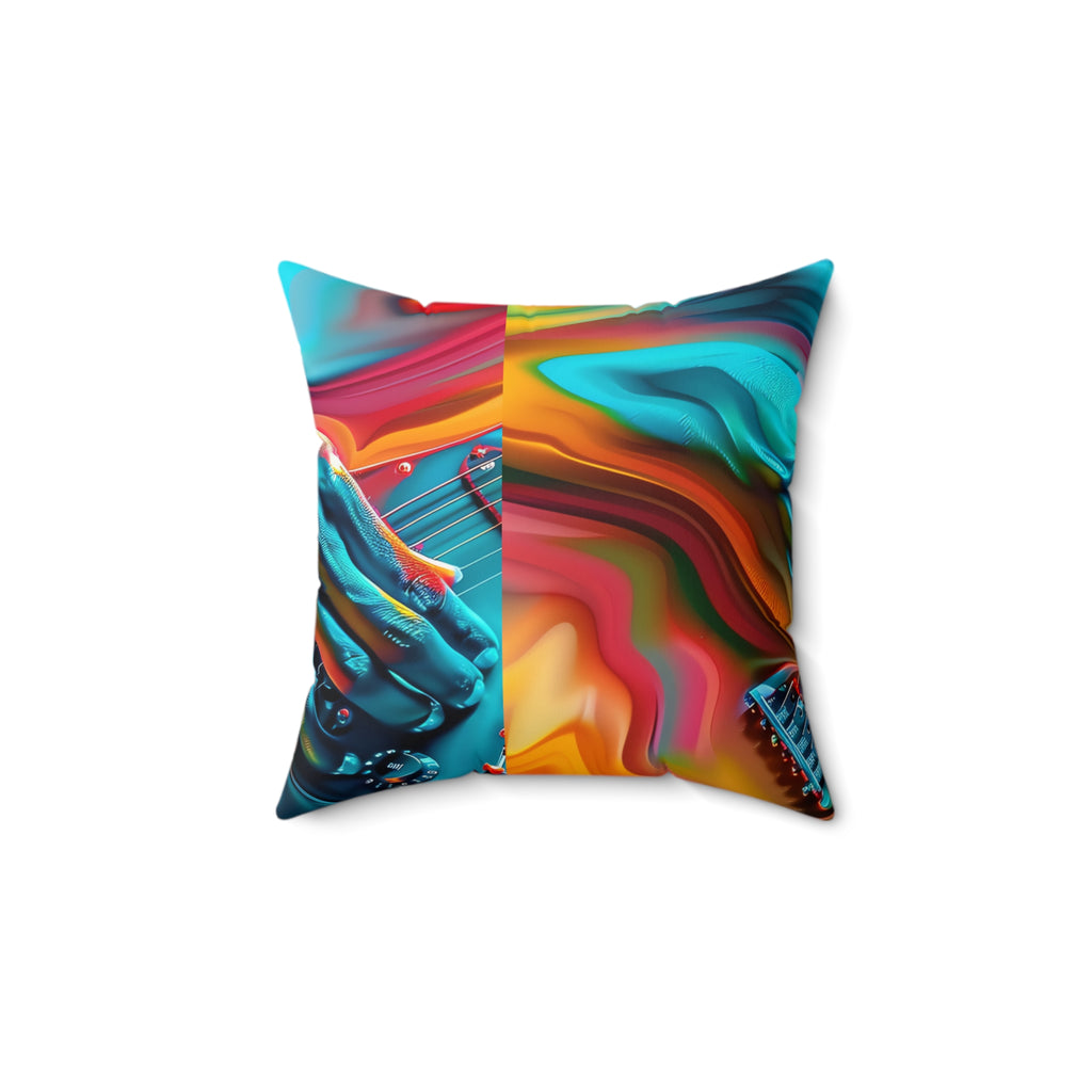 Psychedelic Guitar Hands Faux Suede Cushion – Psychedelic Music Art