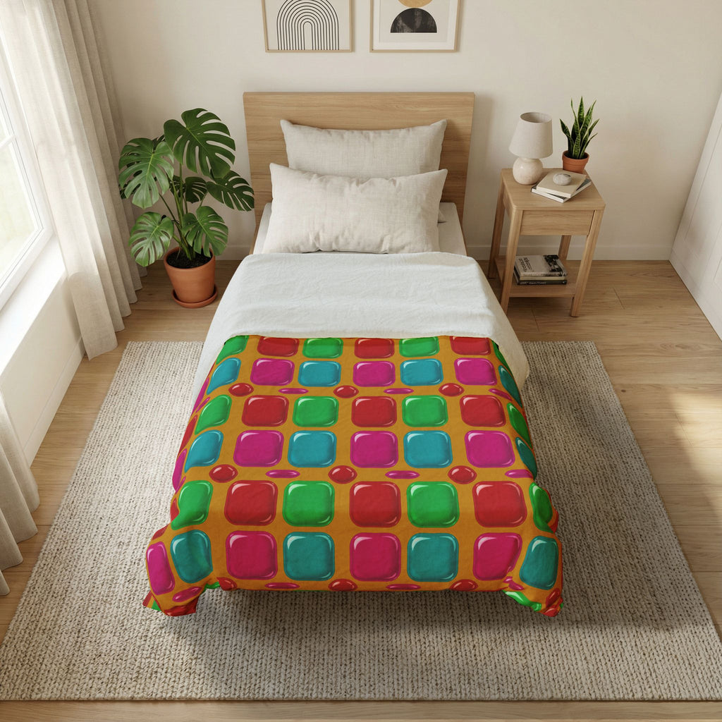 Giant Puffy Glass Cushions Cotton Duvet Cover – Glossy Candy Glass Pattern