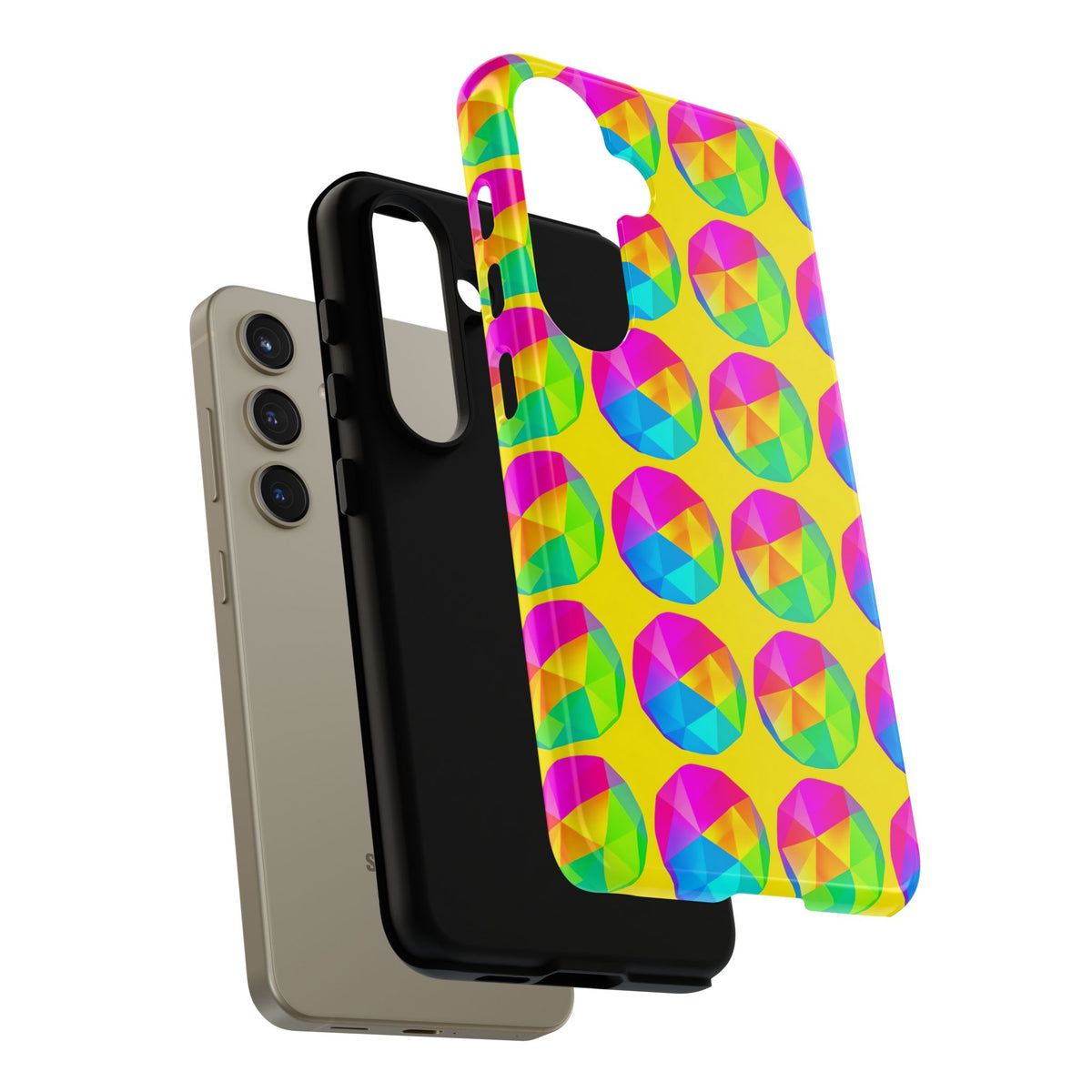 Holo Pebble Prisms Tough Phone Case – Iridescent Geometric Pattern