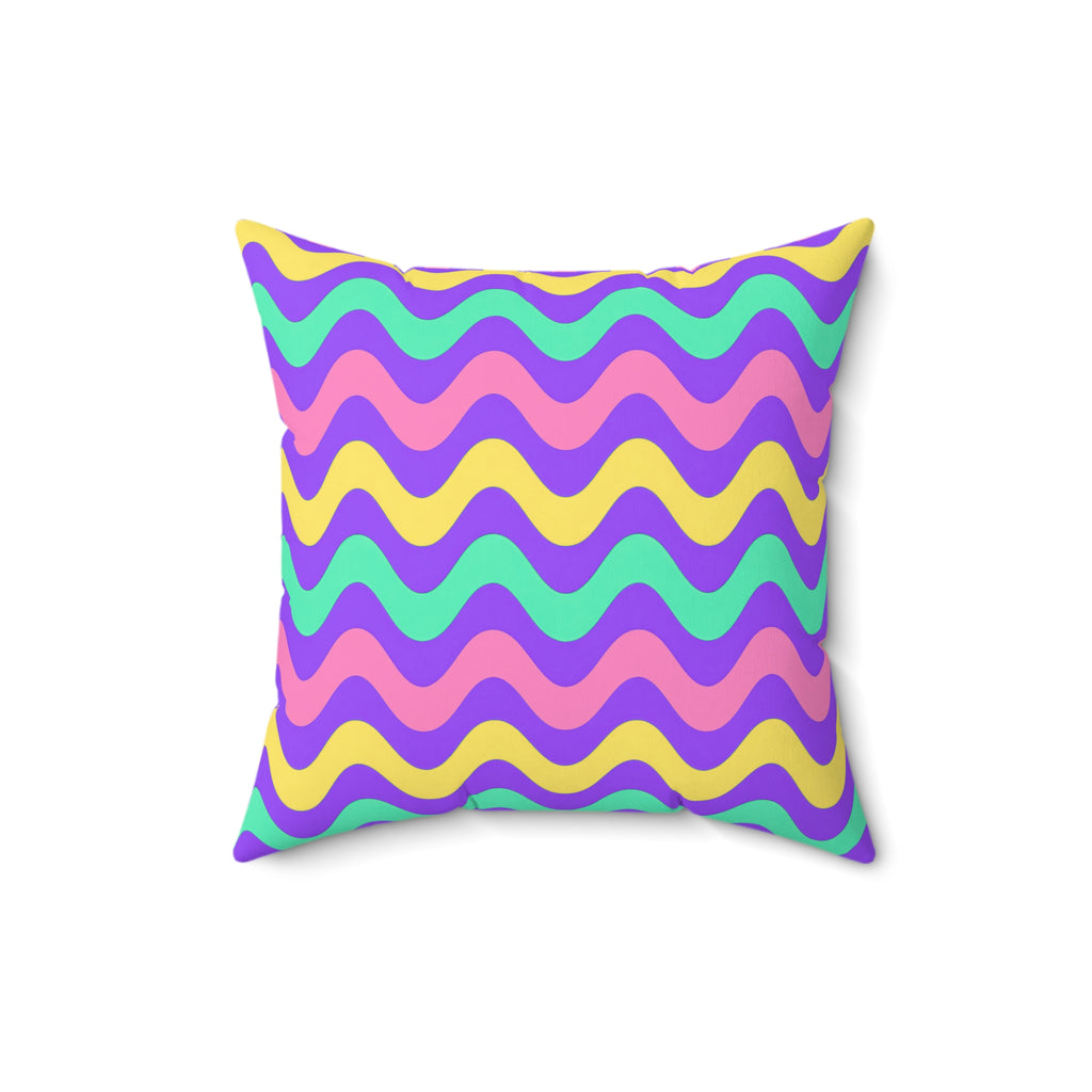 Big Ripple Chevrons Faux Suede Cushion – Candy Pastel on Grape