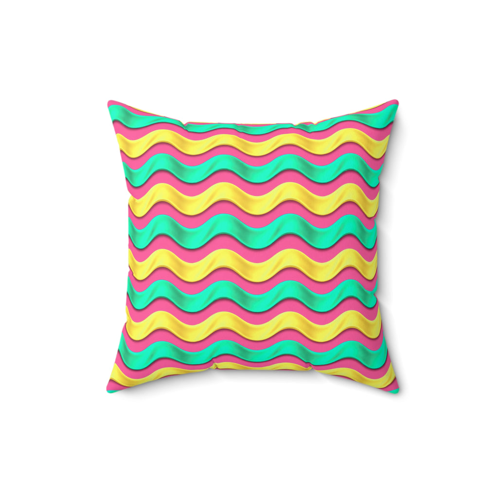 Satin Wave Bands Faux Suede Cushion – Candy Christmas