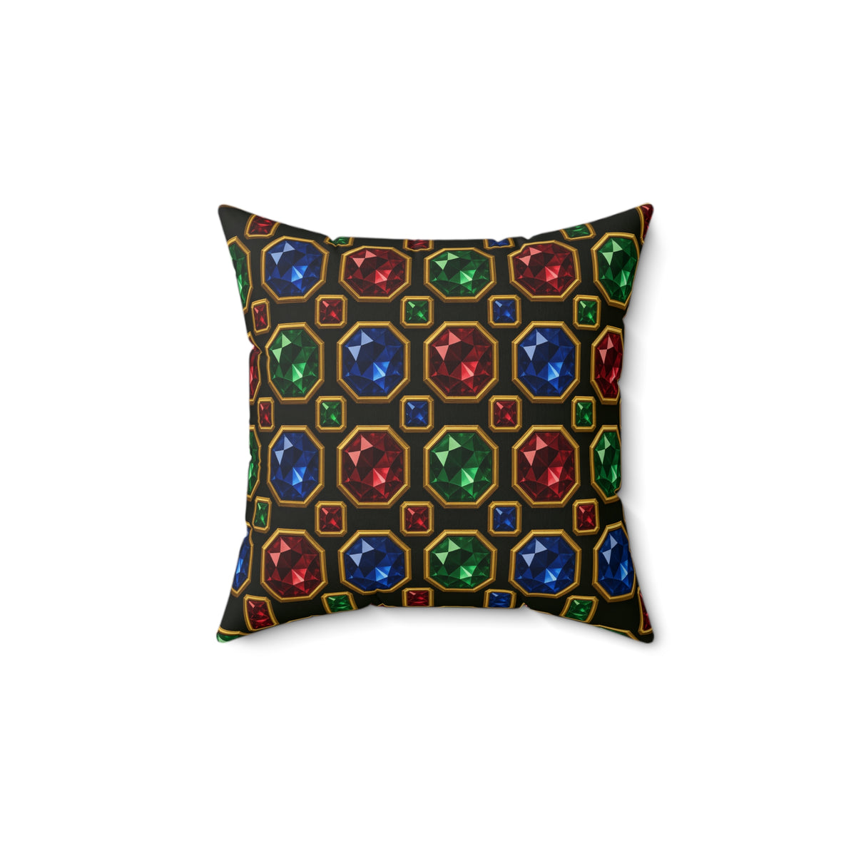 Jewelled Octagon Tiles Faux Suede Cushion – Geometric Pattern