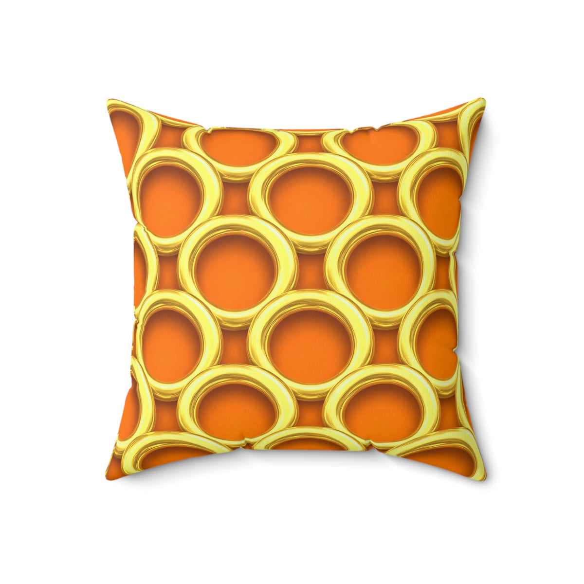 Big Gold Ring Weave Faux Suede Cushion – Hot Citrus Festive