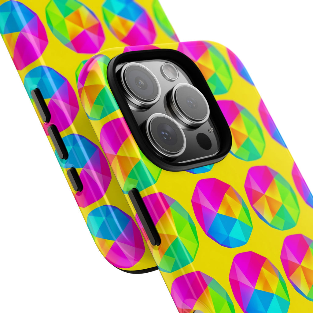 Holo Pebble Prisms Tough Phone Case – Iridescent Geometric Pattern