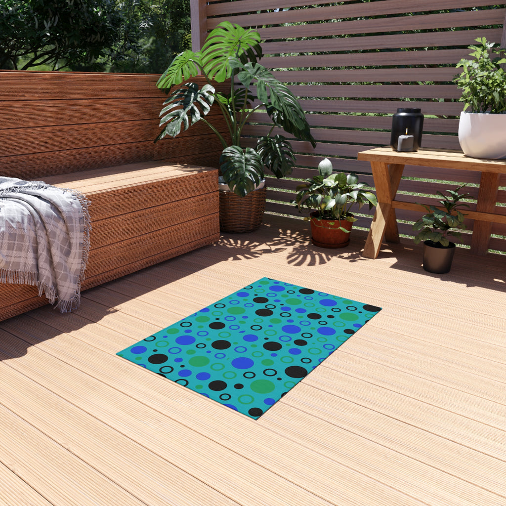 Bubble Outlines Outdoor Rug – Peacock Jewel