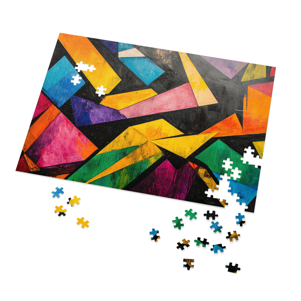 Shattered Prism Geometry Jigsaw Puzzle with Tin – Geometric Abstract Art