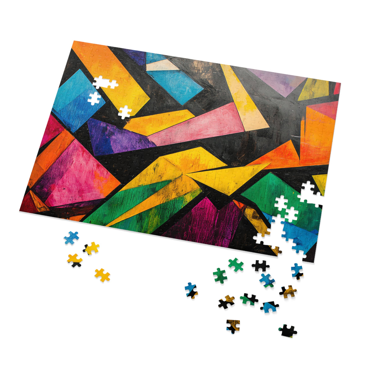 Shattered Prism Geometry Jigsaw Puzzle with Tin – Geometric Abstract Art