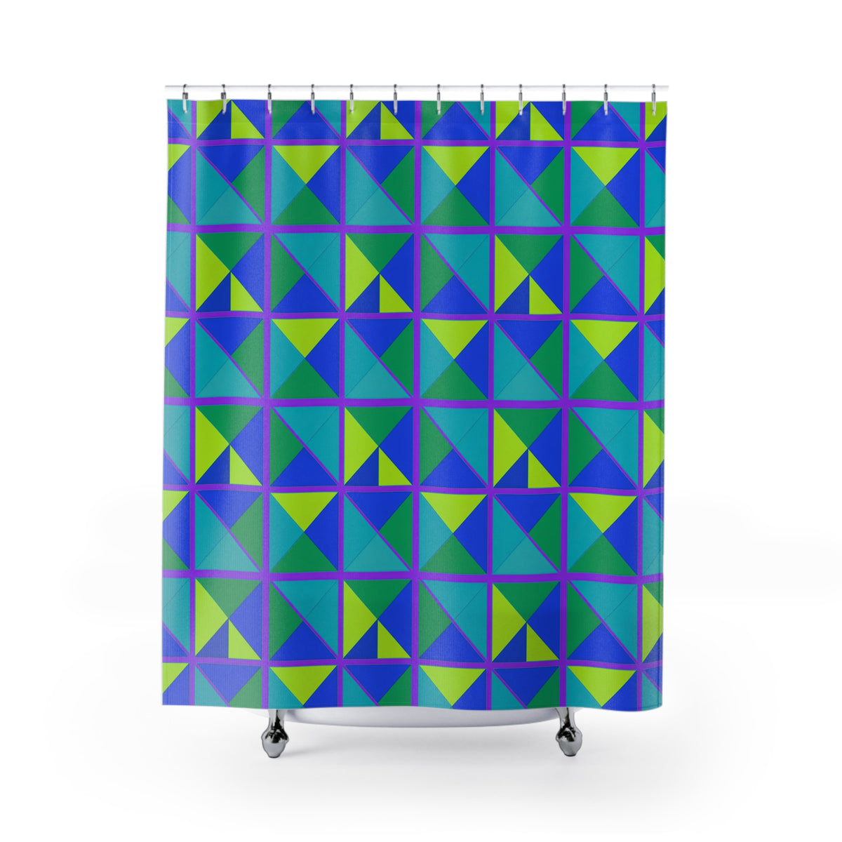 Split Square Fiesta Shower Curtain – Peacock Jewel