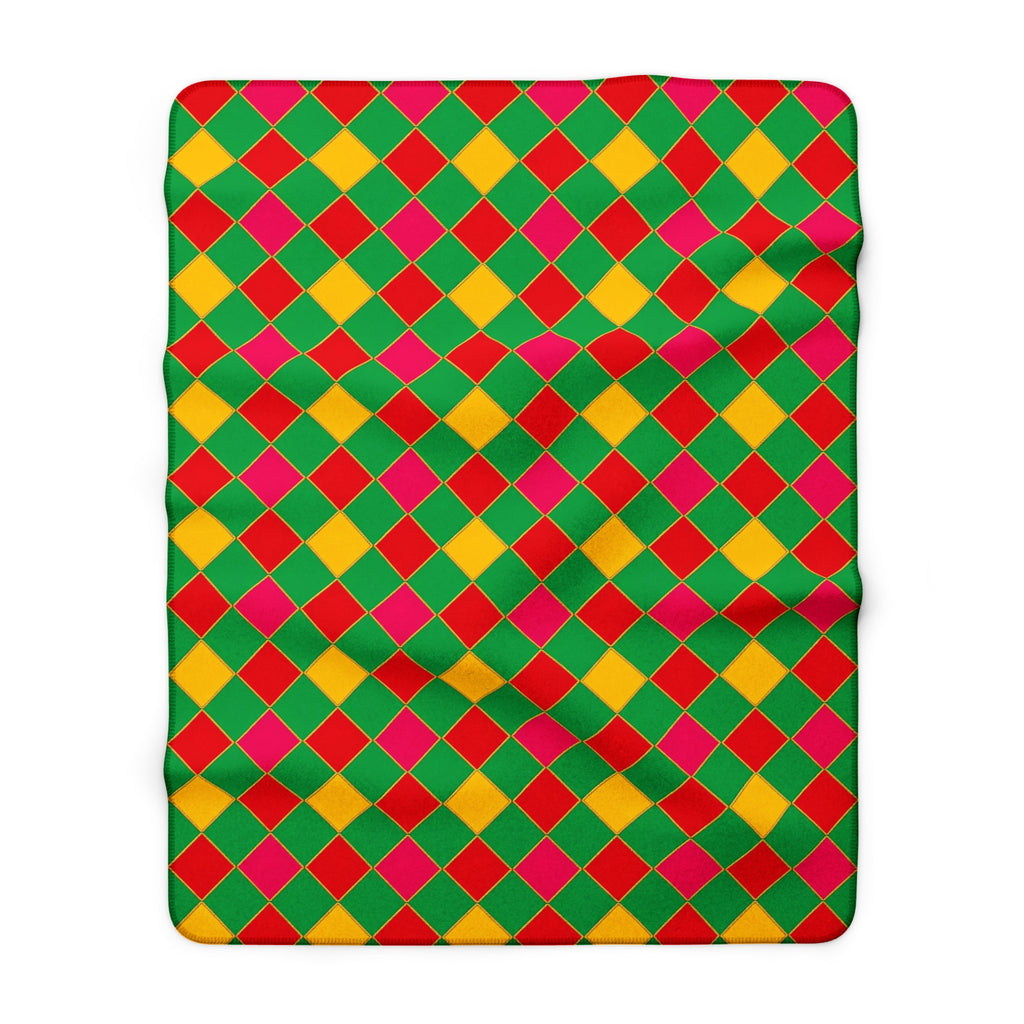 Jewel Harlequin Check Sherpa Fleece Blanket – Harlequin Geometric Pattern