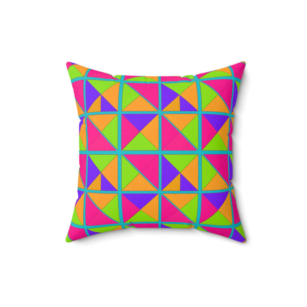 Split Square Fiesta Faux Suede Cushion – Tropical Punch