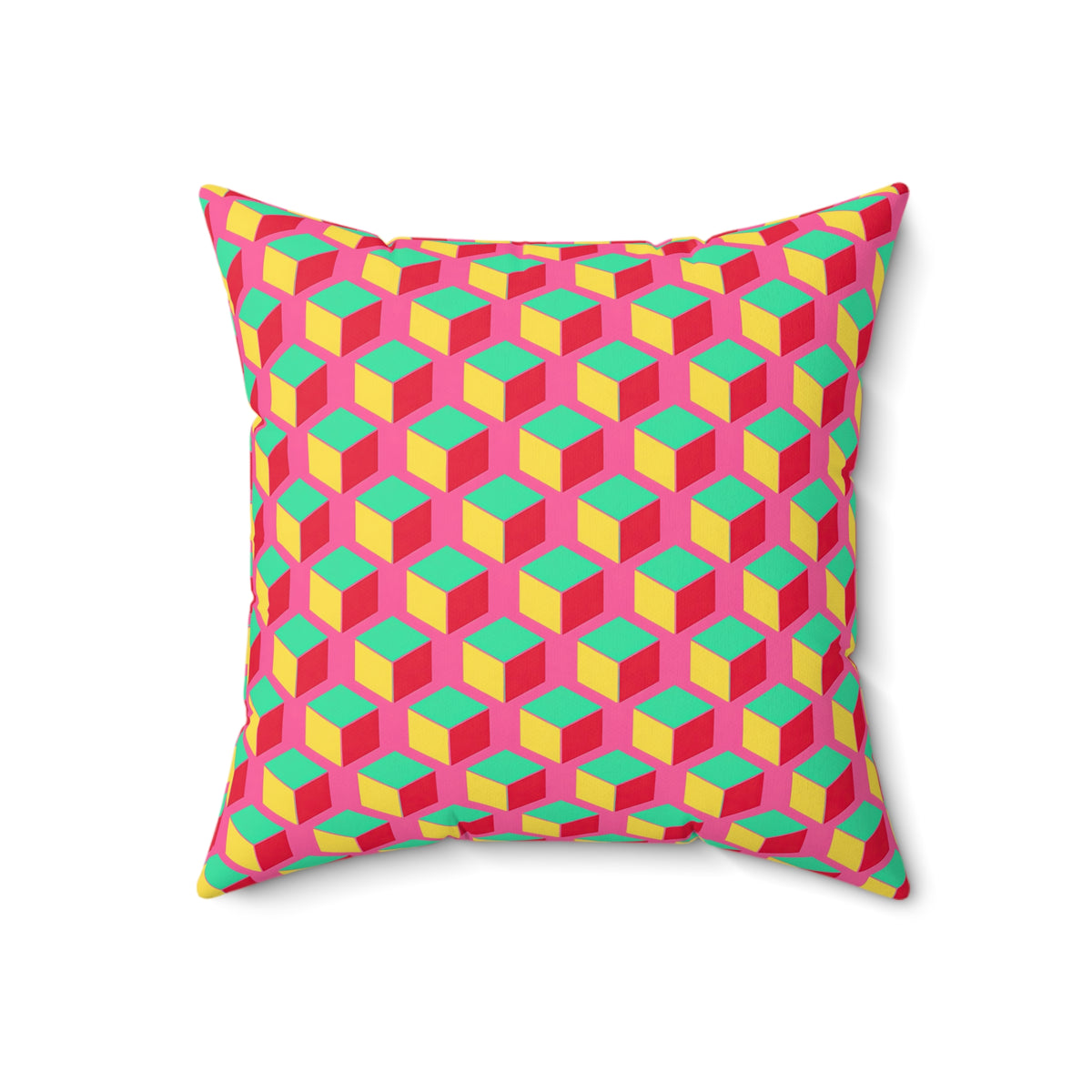 Giant Faceted Cubes II Faux Suede Cushion – Candy Christmas