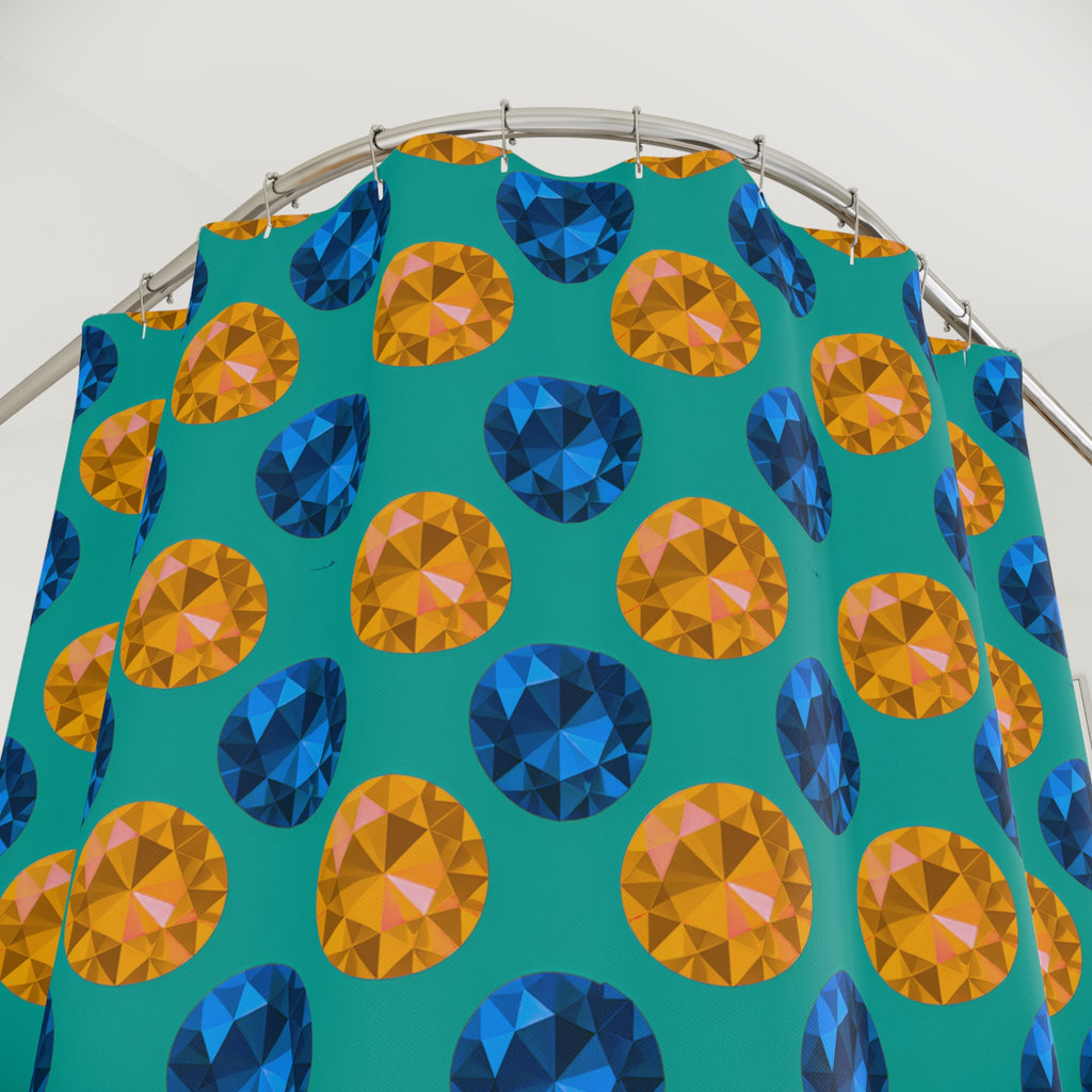 Half-Drop Gem Grid Shower Curtain – Peacock Jewel