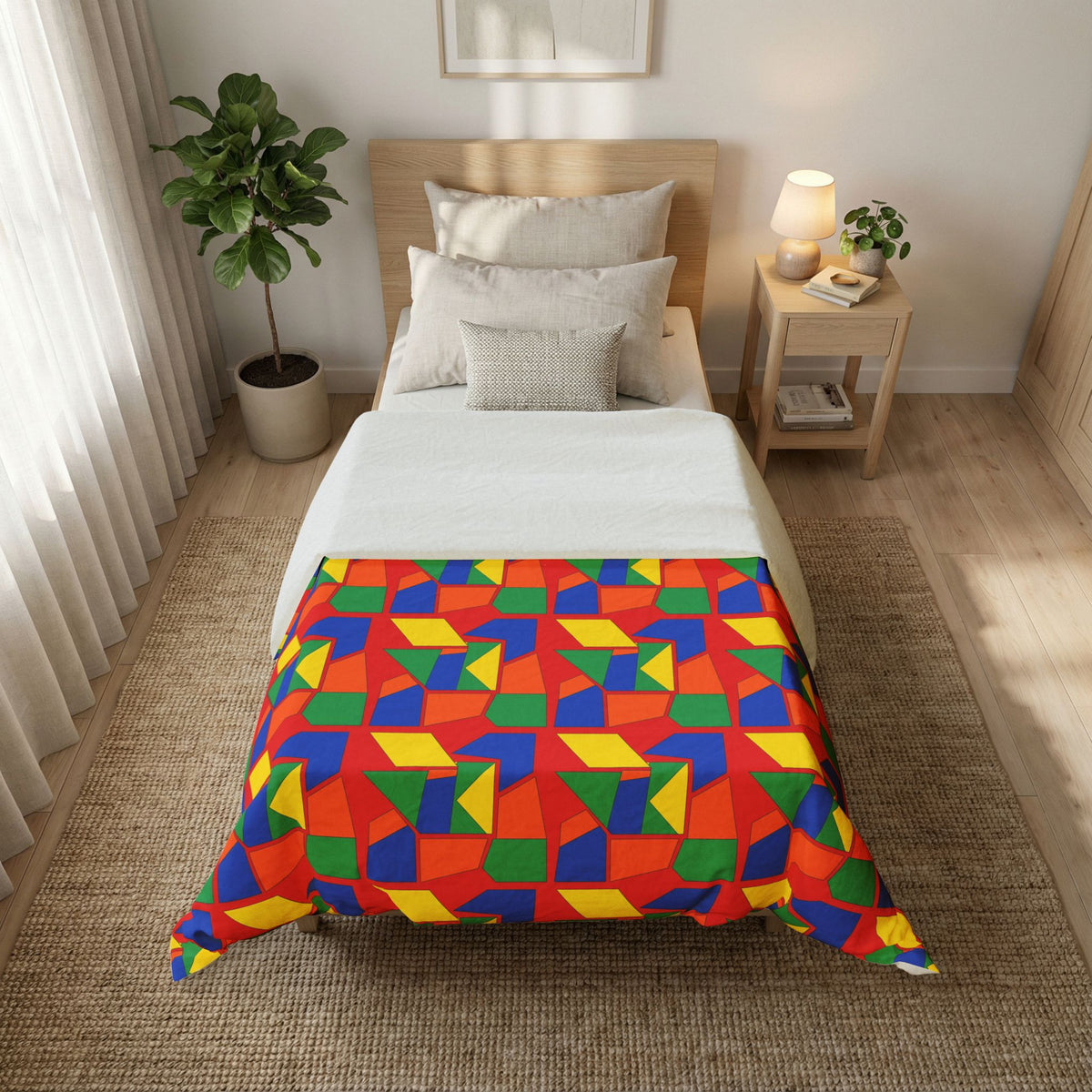 Cubist Block Quilt Cotton Duvet Cover – Cubist Geometric Pattern