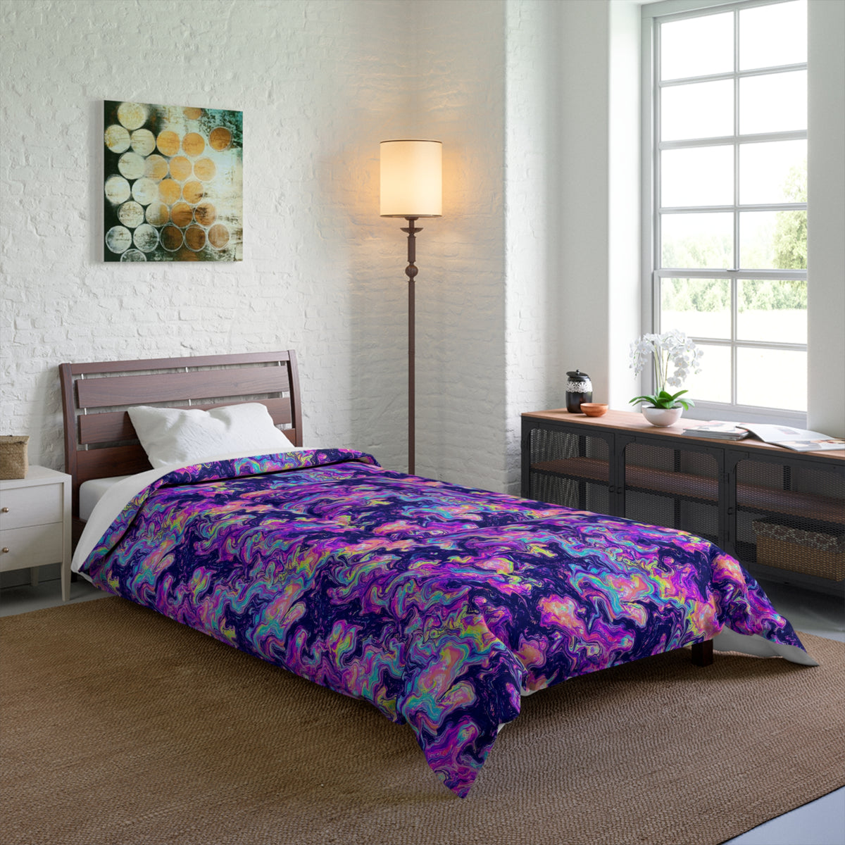 Opal Lava Marble Comforter – Holographic-Look Fluid Art Pattern