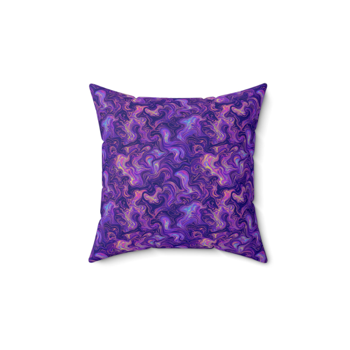 Ultraviolet Marble Swirl Faux Suede Cushion – Psychedelic Marbling Pattern