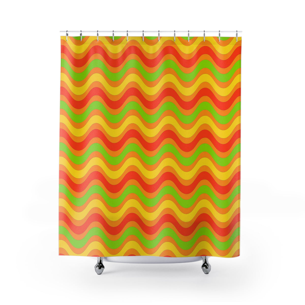 Wide Wave Interference Shower Curtain – Hot Citrus