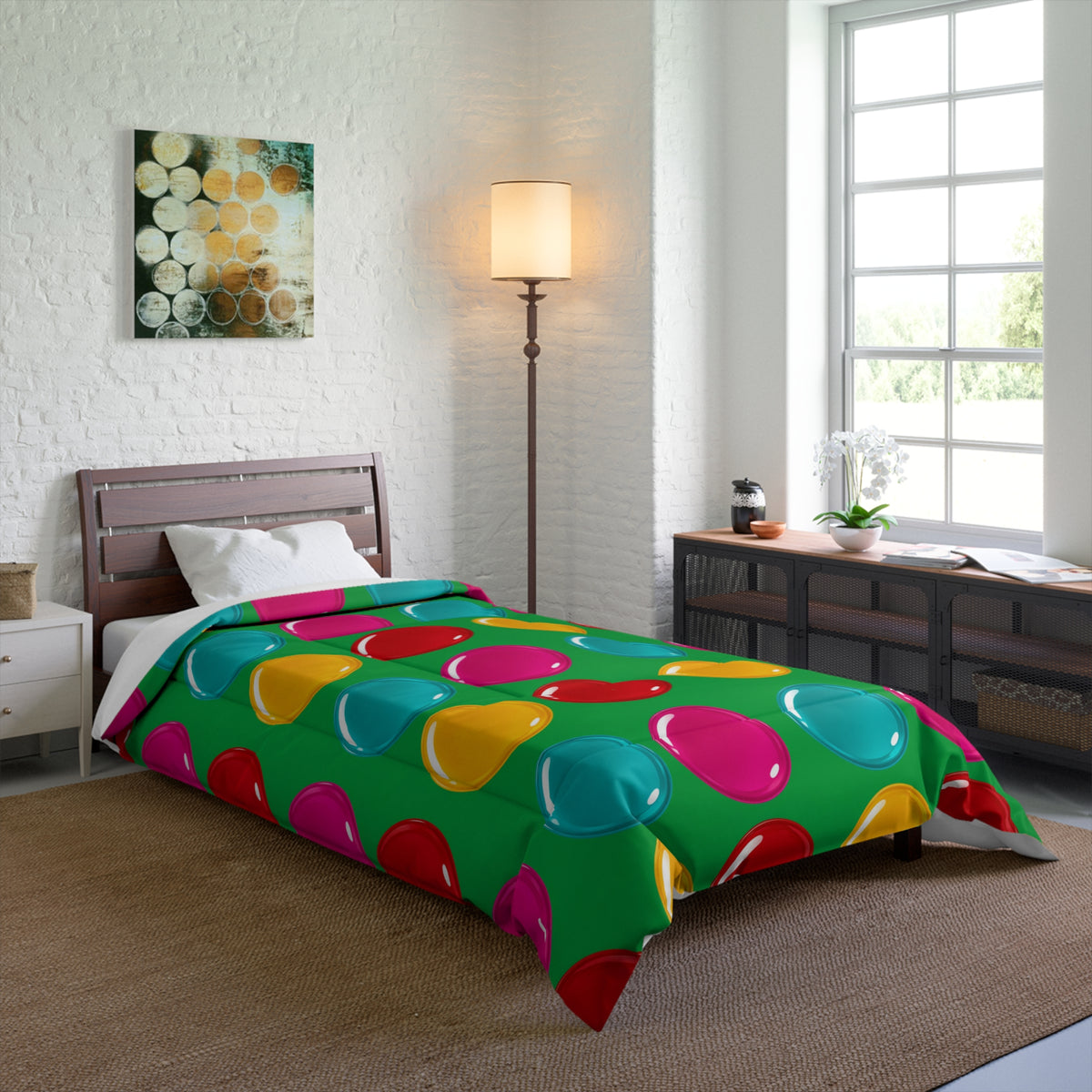 Giant Candy Glass Discs Comforter – Glossy Candy Glass Pattern