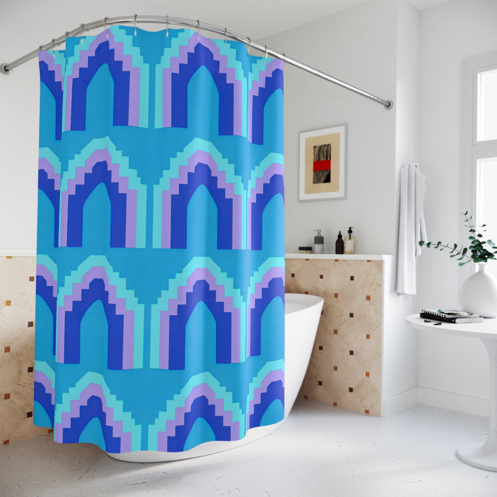 Grand Stepped Arches Shower Curtain – Ice Jewel