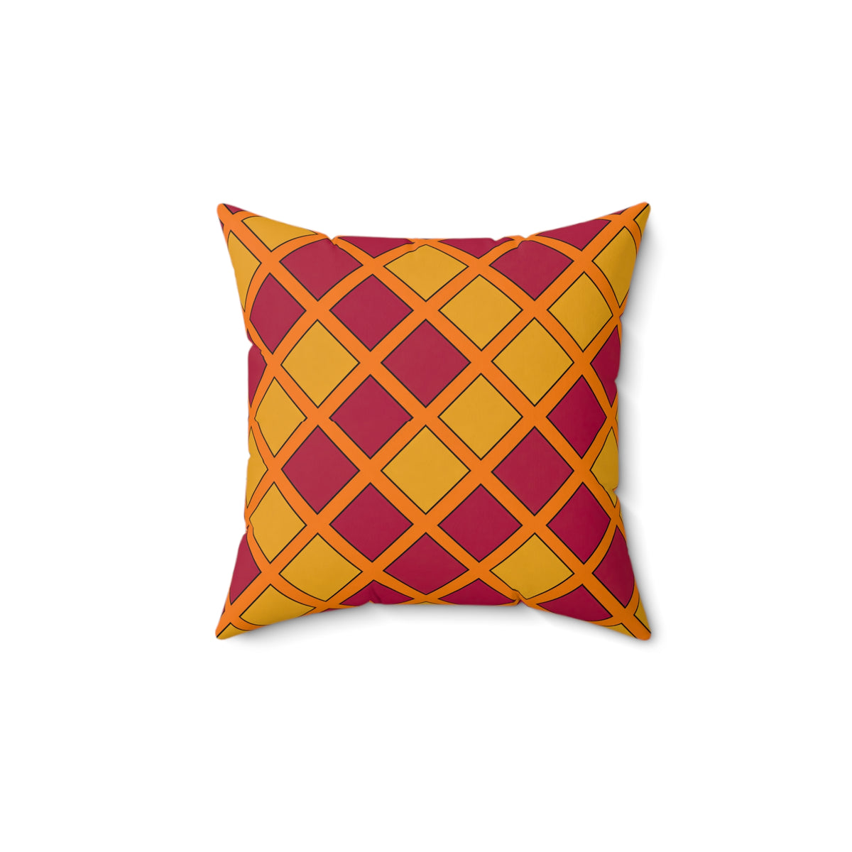 Harlequin Gold Grid Faux Suede Cushion – Cranberry Spice