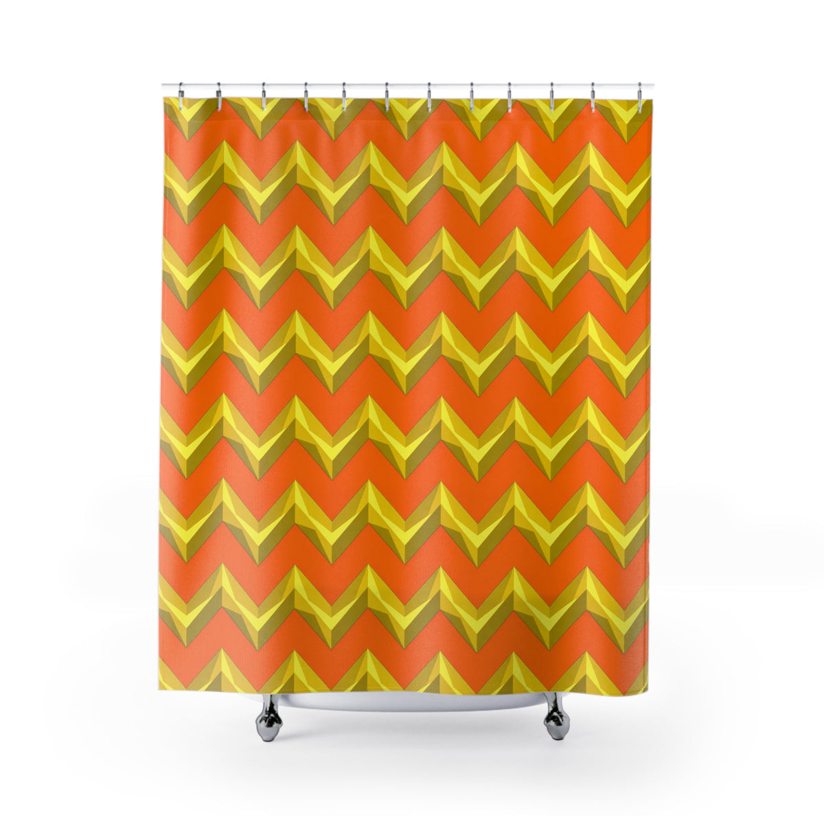 Broad Cut-Gem Chevrons Shower Curtain – Hot Citrus Festive