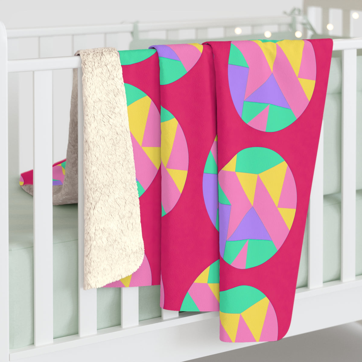 Broken Circle Planes Sherpa Fleece Blanket – Candy Pop on Raspberry