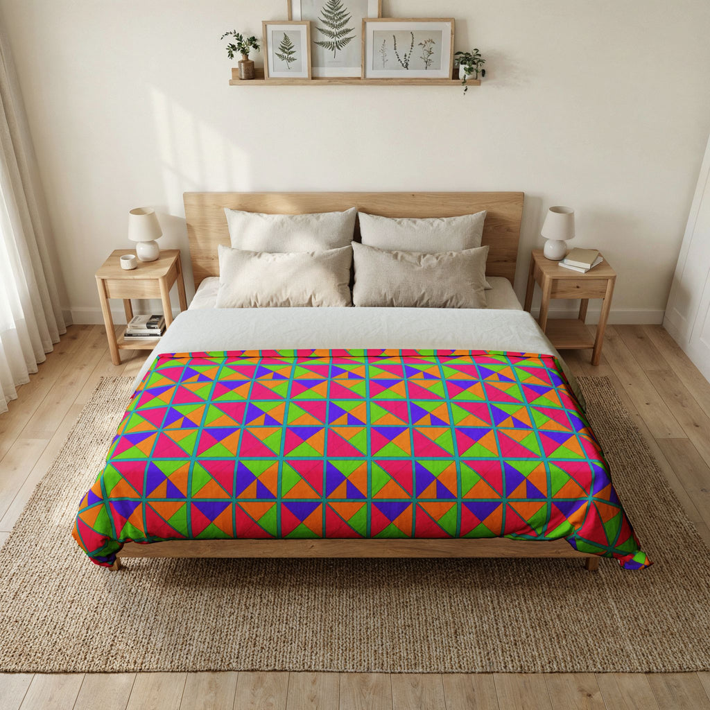 Split Square Fiesta Cotton Duvet Cover – Tropical Punch