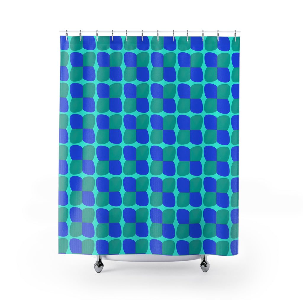 Bold Bulge Checker Shower Curtain – Ocean Jewel