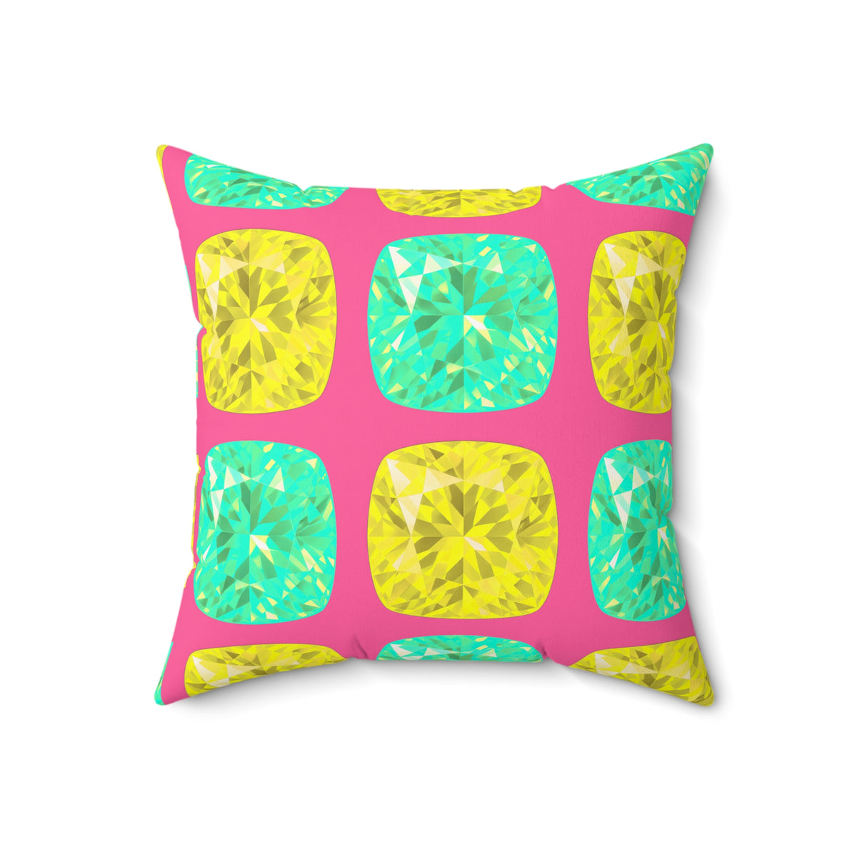 Giant Cut Gem Grid Faux Suede Cushion – Candy Christmas