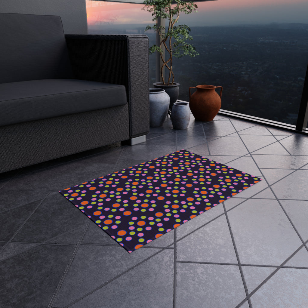 Bulging Dot Grid Outdoor Rug – Op-Art Pattern