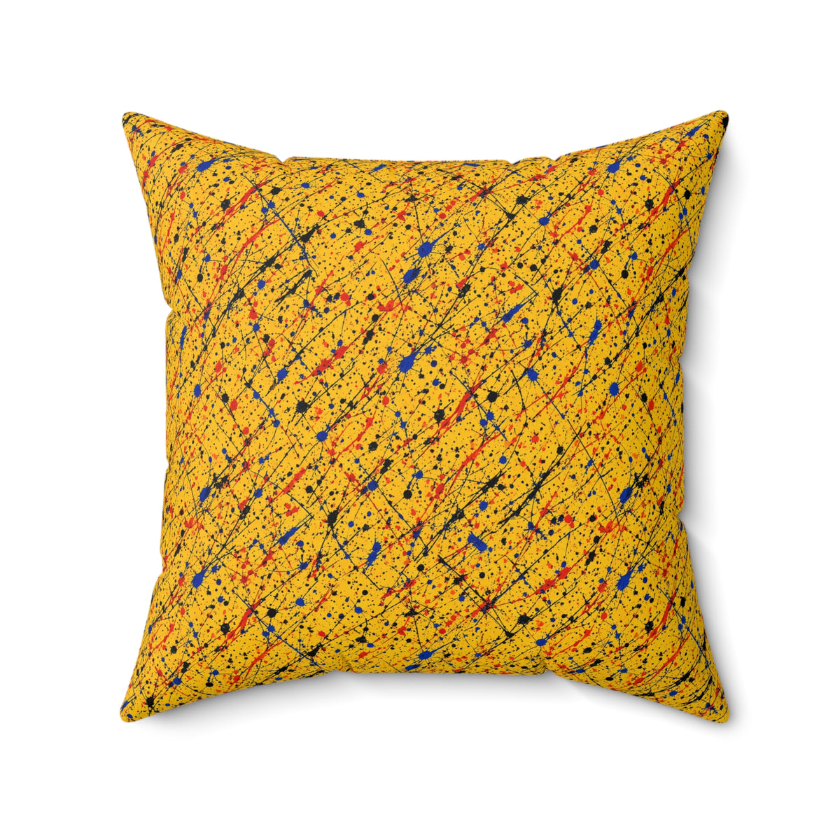 Flick Lines Faux Suede Cushion – Action-Painting Abstract Pattern
