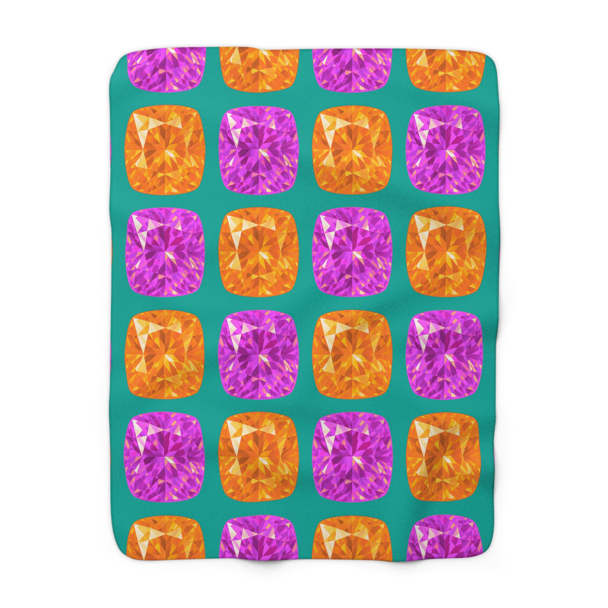 Giant Cut Gem Grid Sherpa Fleece Blanket – Peacock Jewel