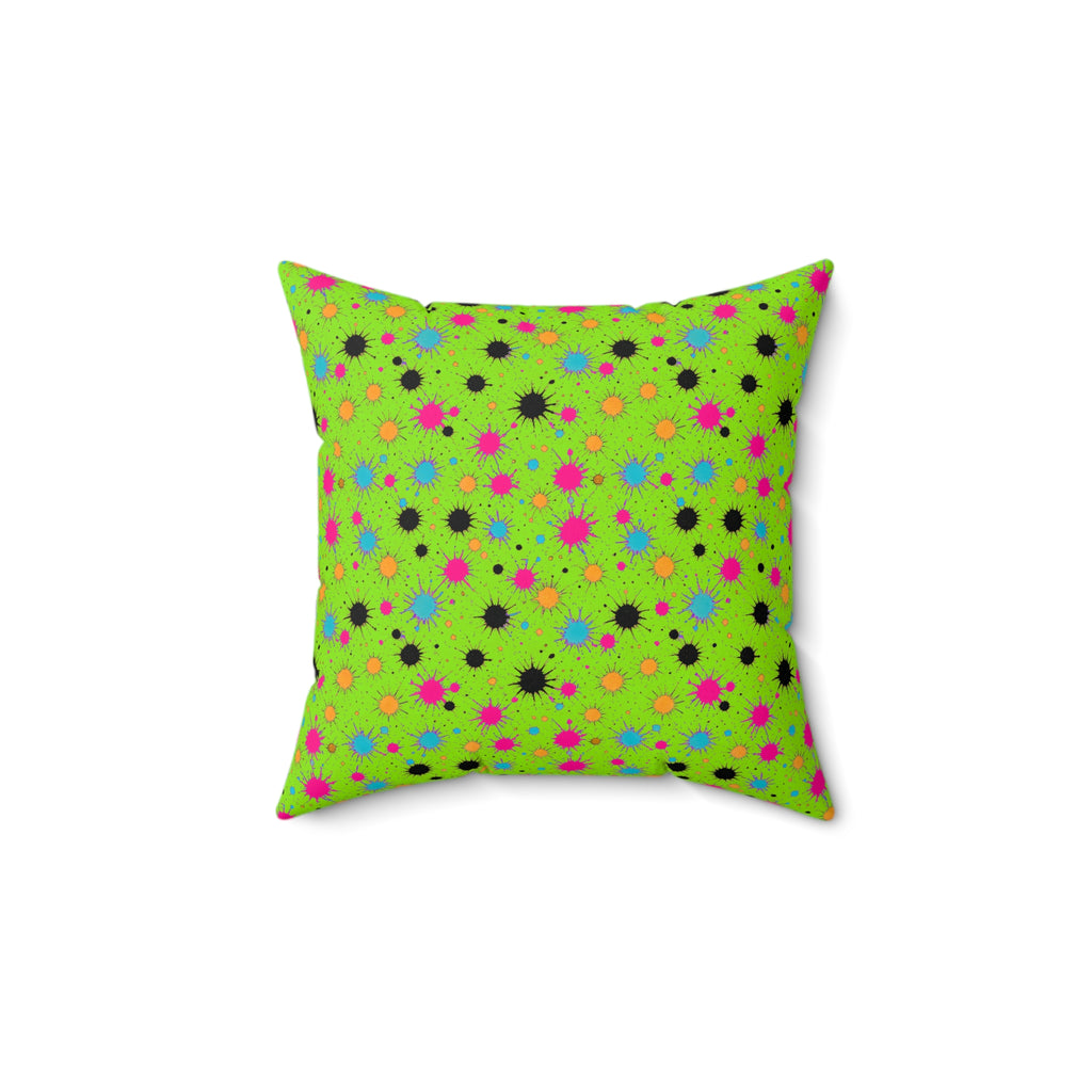 Splat Storm Faux Suede Cushion – Tropical Punch