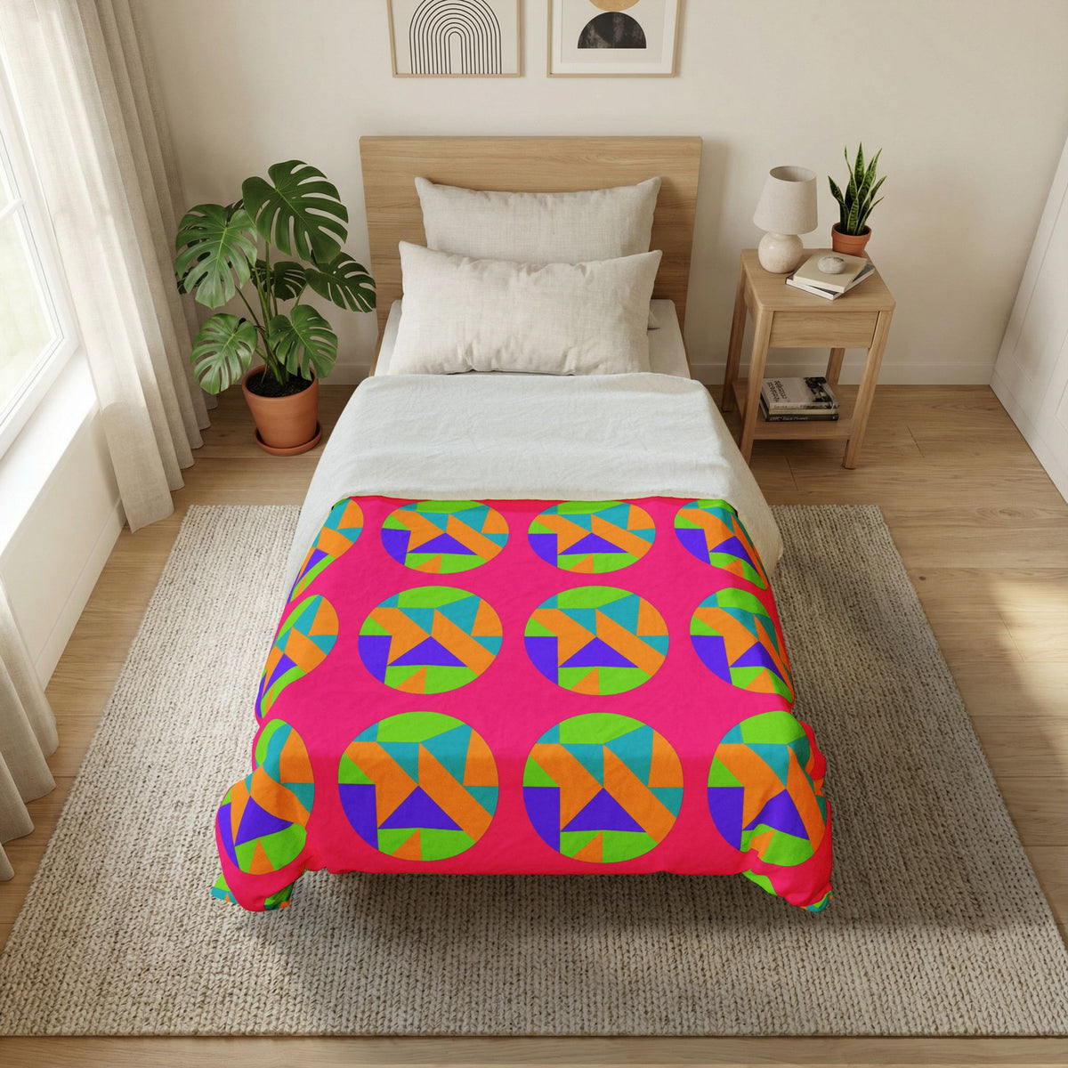 Broken Circle Planes Cotton Duvet Cover – Tropical Punch