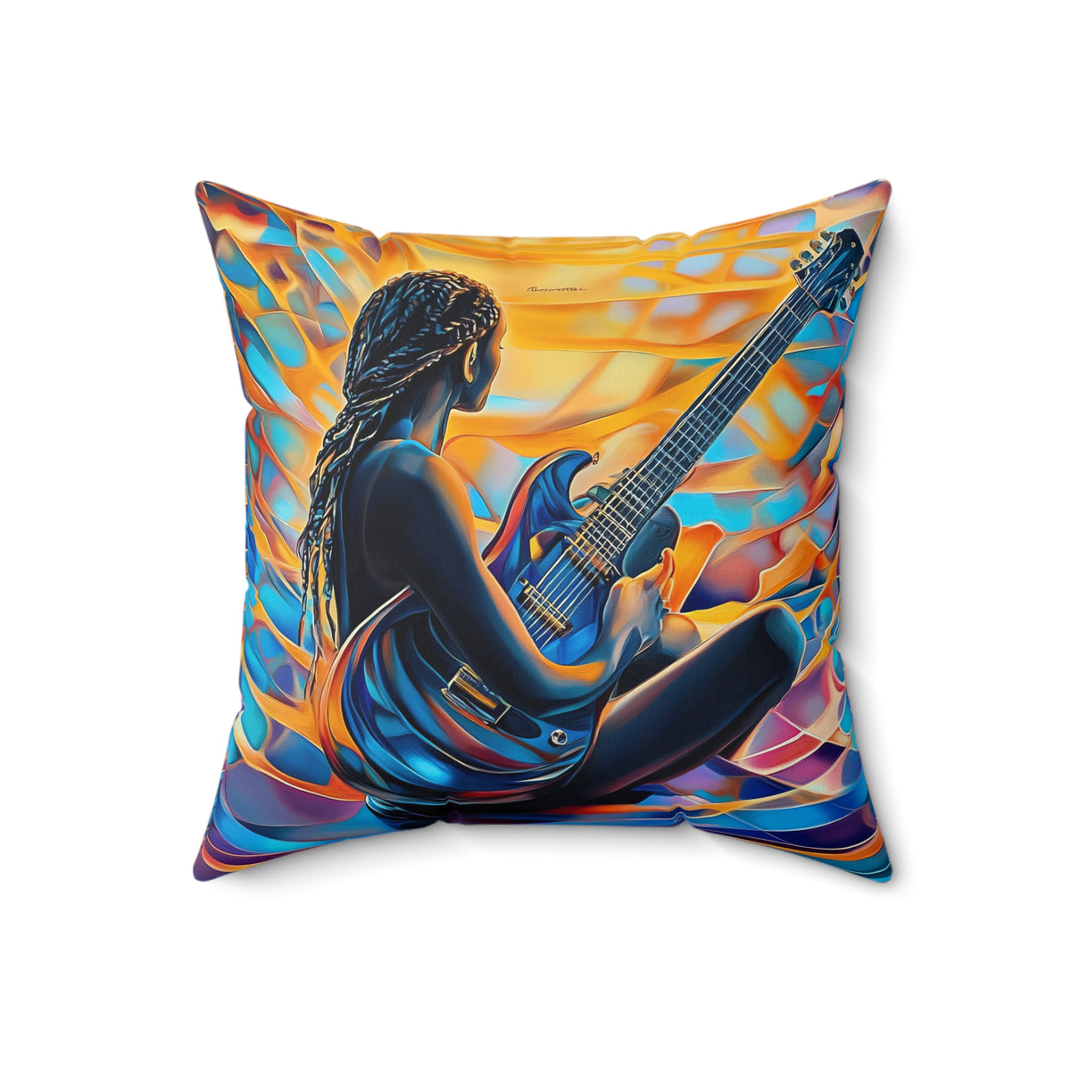 Guitar Dreamer Faux Suede Cushion – Psychedelic Music Art