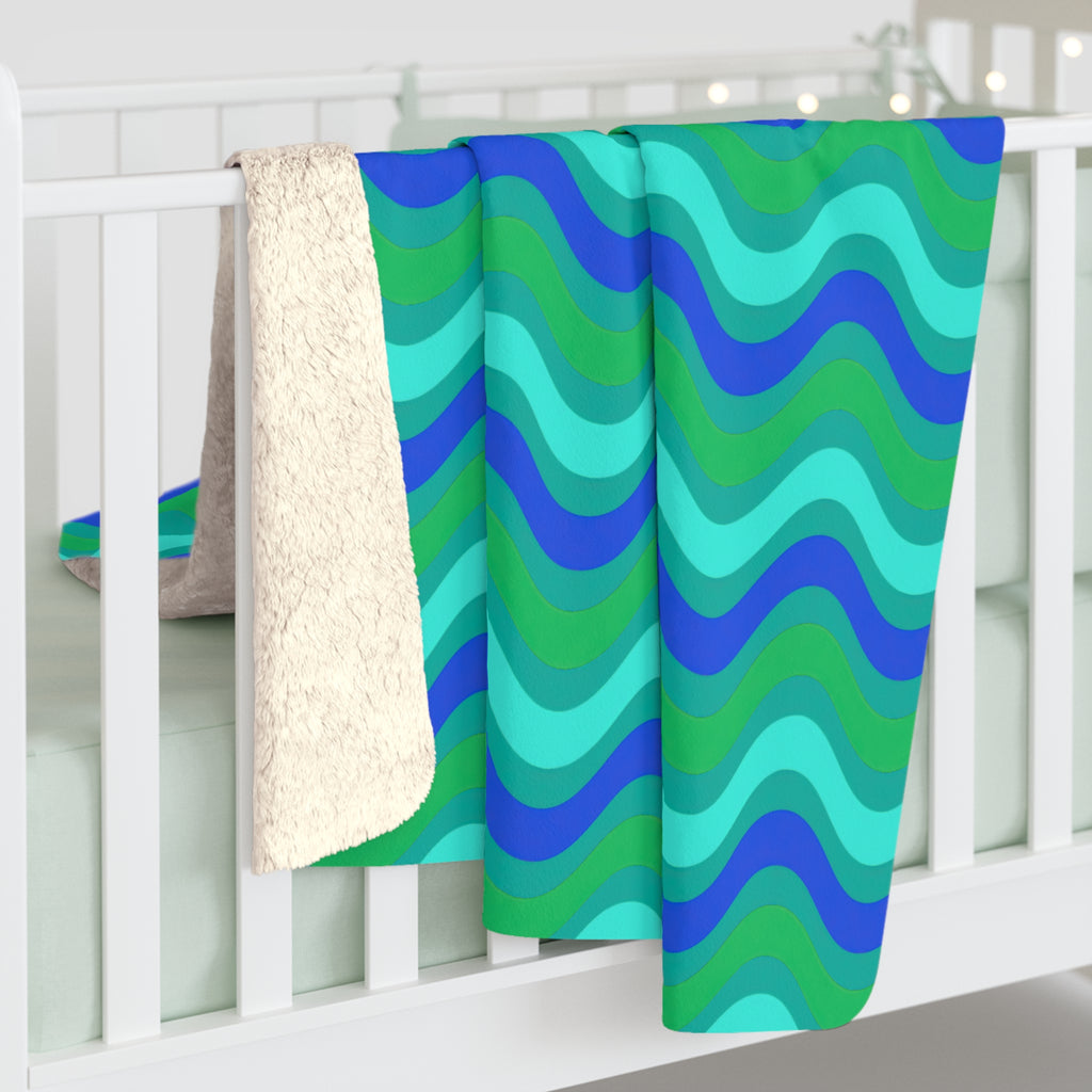 Wide Wave Interference Sherpa Fleece Blanket – Ocean Jewel