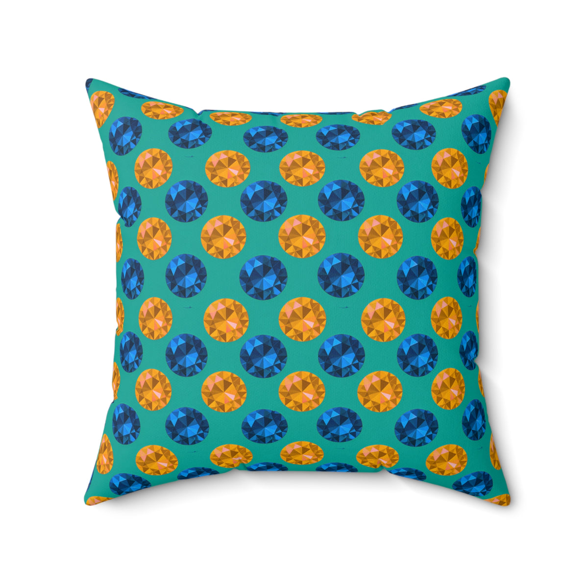 Half-Drop Gem Grid Faux Suede Cushion – Peacock Jewel
