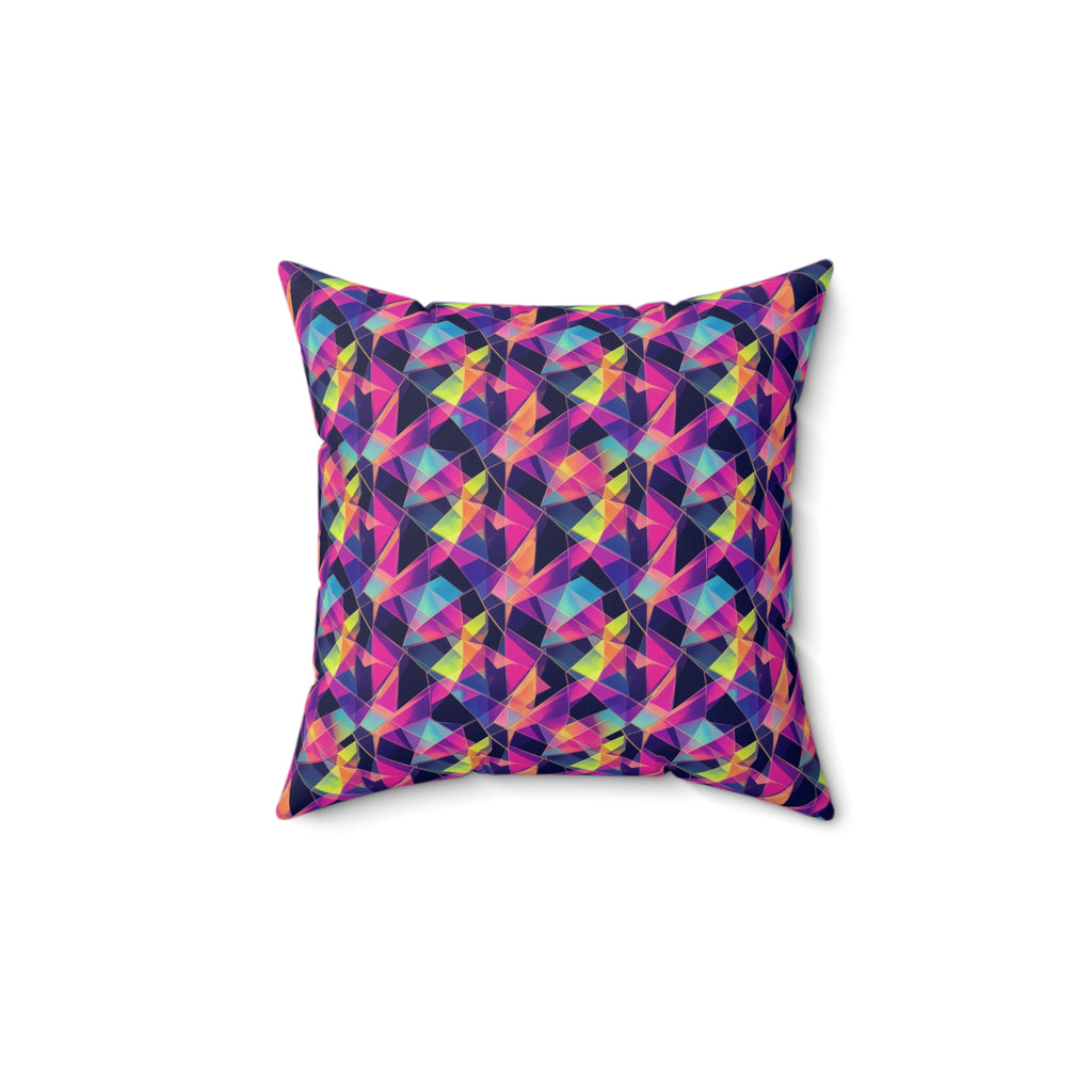 Prism Shard Cubist Faux Suede Cushion – Holographic-Look Geometric Pattern
