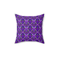 Neon Warp Grid Faux Suede Cushion – Op-Art Holographic-Look Pattern