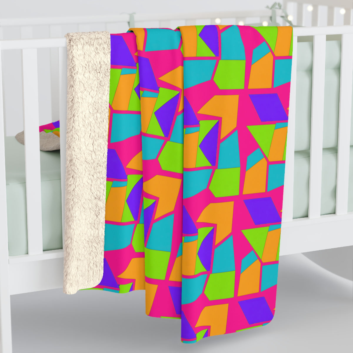 Cubist Block Quilt Sherpa Fleece Blanket – Tropical Punch