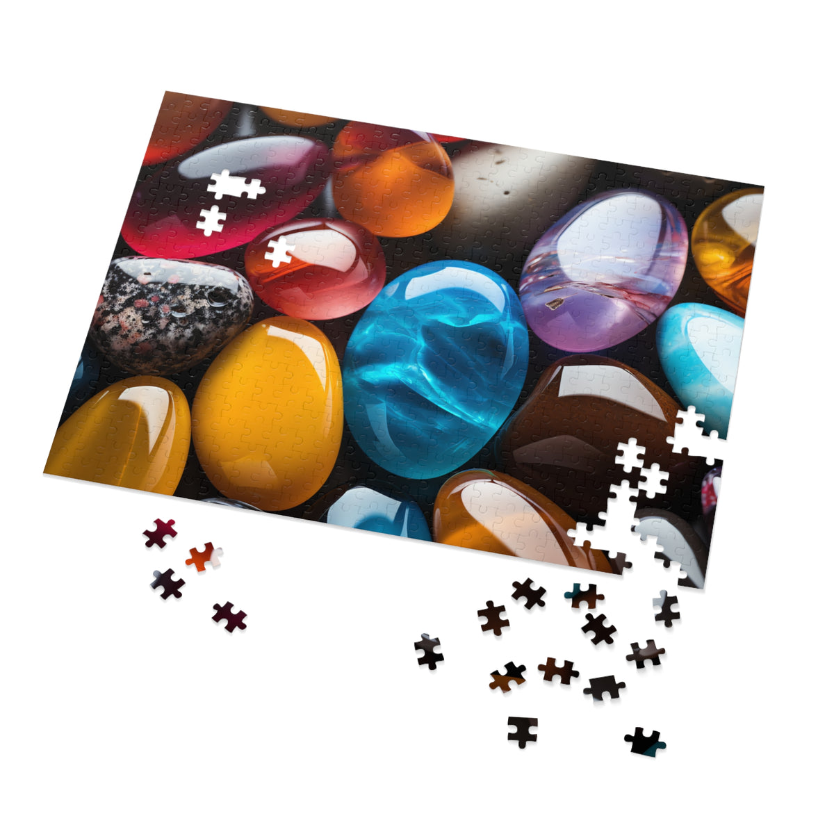 Jewel Pebbles Jigsaw Puzzle with Tin – Gemstone Art