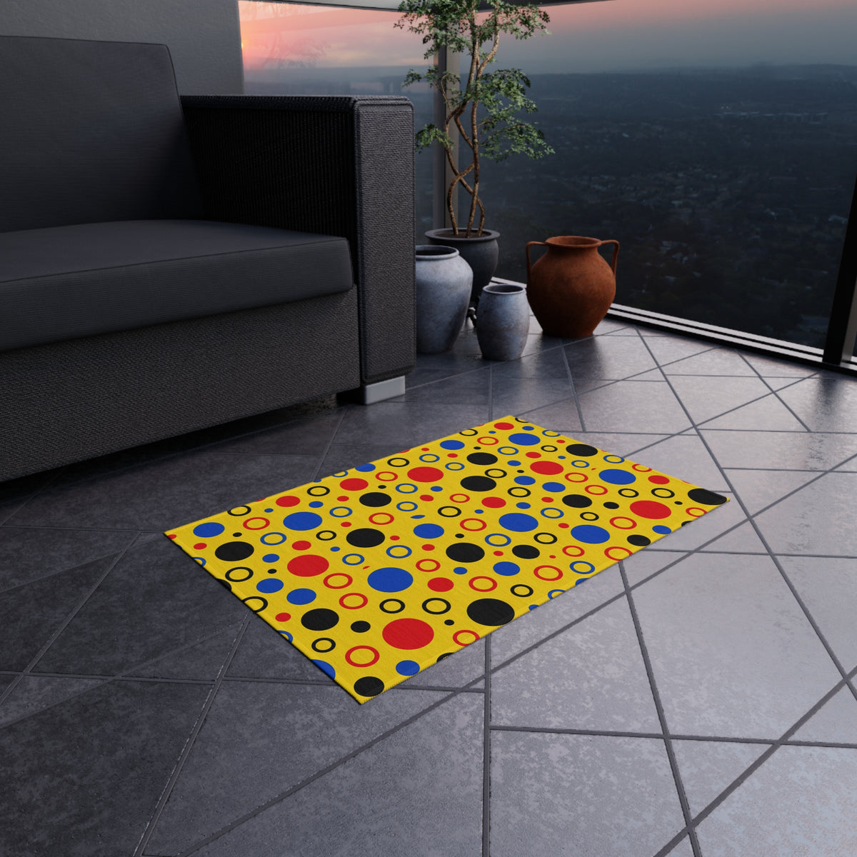 Bubble Outlines Outdoor Rug – Pop Abstract Pattern