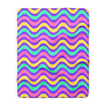 Wide Wave Interference Sherpa Fleece Blanket – Candy Pastel on Grape