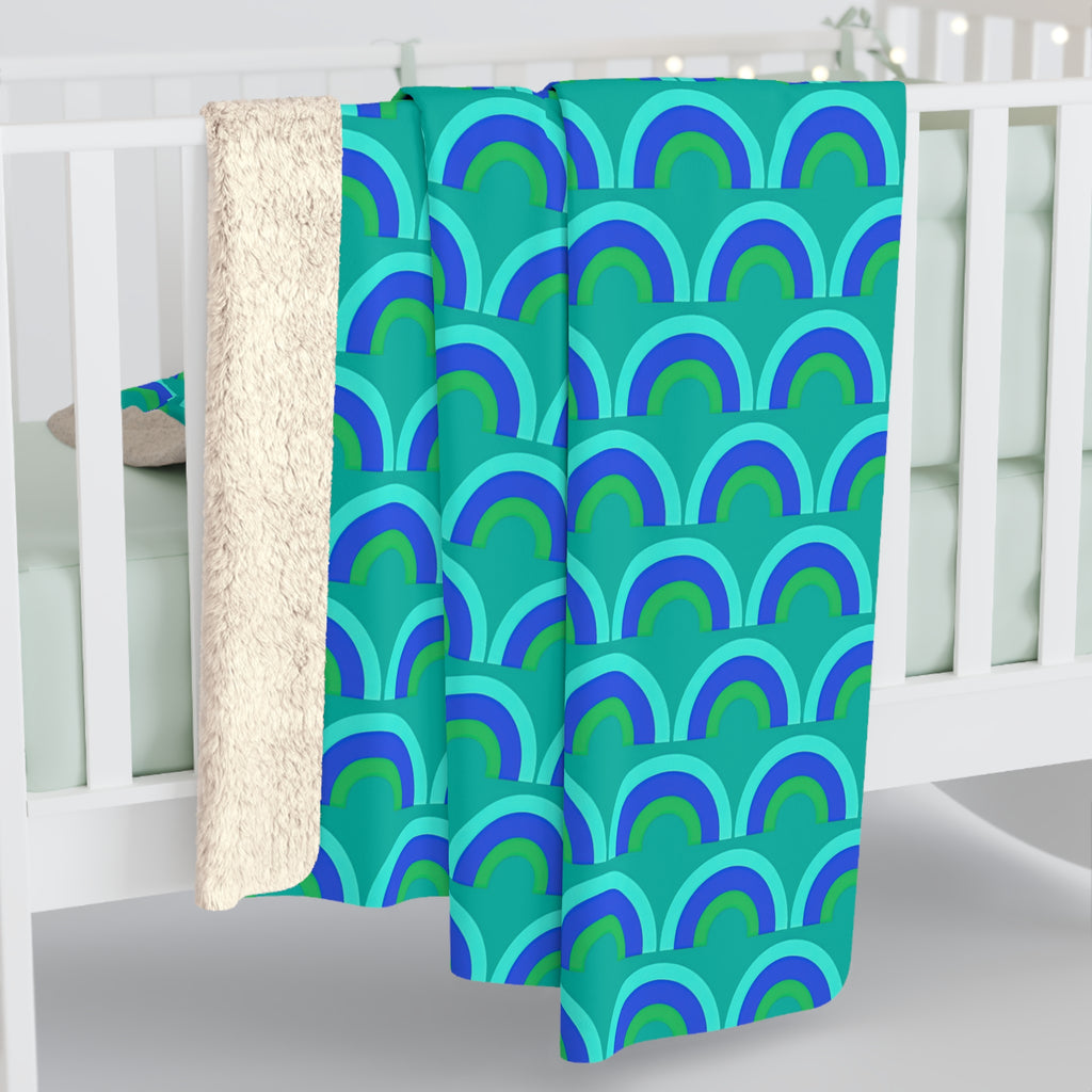 Chromatic Scallop Ripple Sherpa Fleece Blanket – Ocean Jewel